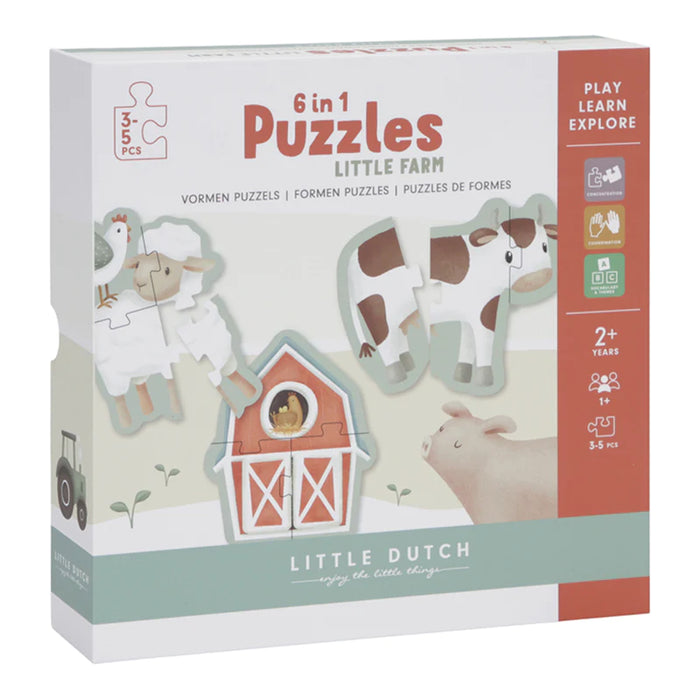 Little Dutch: 6 In 1 Puzzles FSC - Little Farm